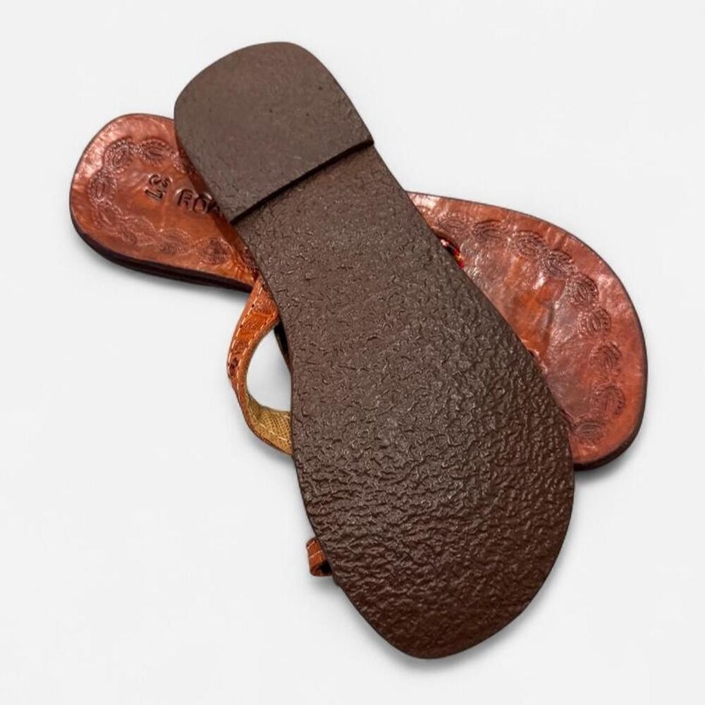Roatam Brown leather sandals with floral embellishments - Picture 3 of 3